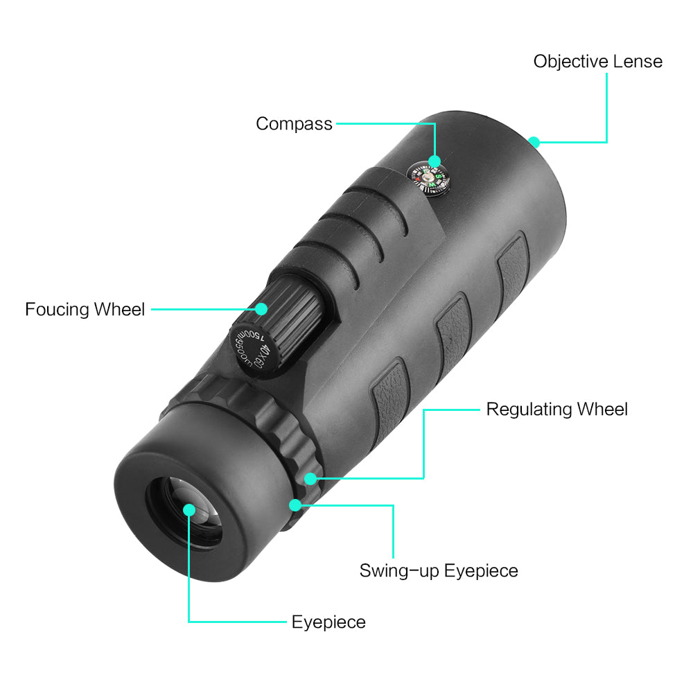 Optiscope 10X HD Optical Monocular Telescope with Phone Clip