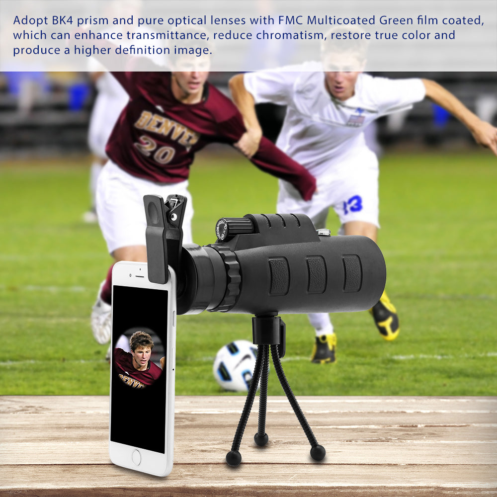 Optiscope 10X HD Optical Monocular Telescope with Phone Clip