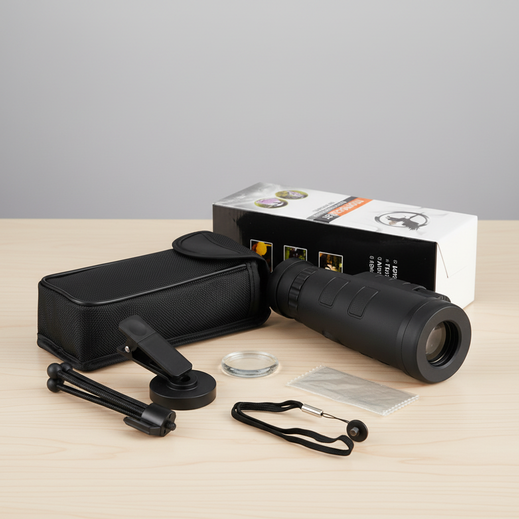 Optiscope 10X HD Optical Monocular Telescope with Phone Clip
